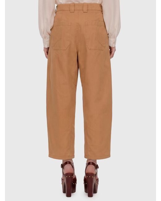 Chloé Natural Cotton Barrel Trousers
