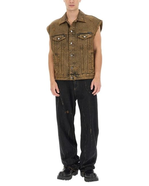 Dolce & Gabbana Green Dolce & Gabbana Denim Vest for men
