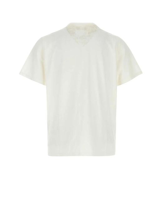 Maison Margiela White V-Neck Wax T-Shirt for men