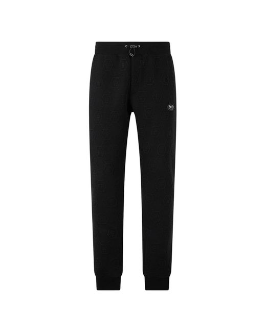 Philipp Plein Black Logo-Patch Track Pants for men