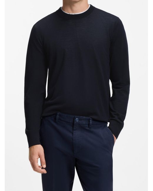 Boss Blue Virgin Wool Sweater for men