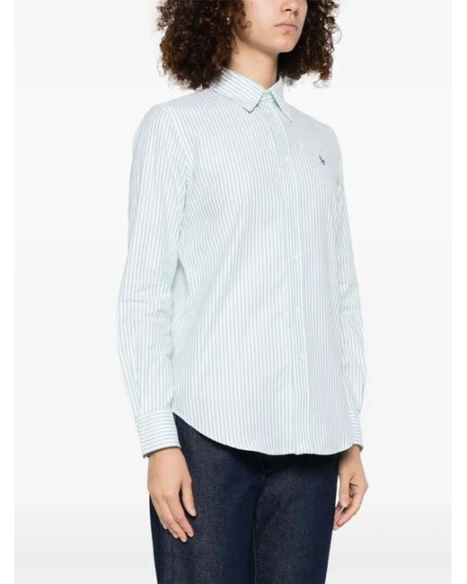Polo Ralph Lauren White Ls Brkn St Long Sleeve Button Front Shirt
