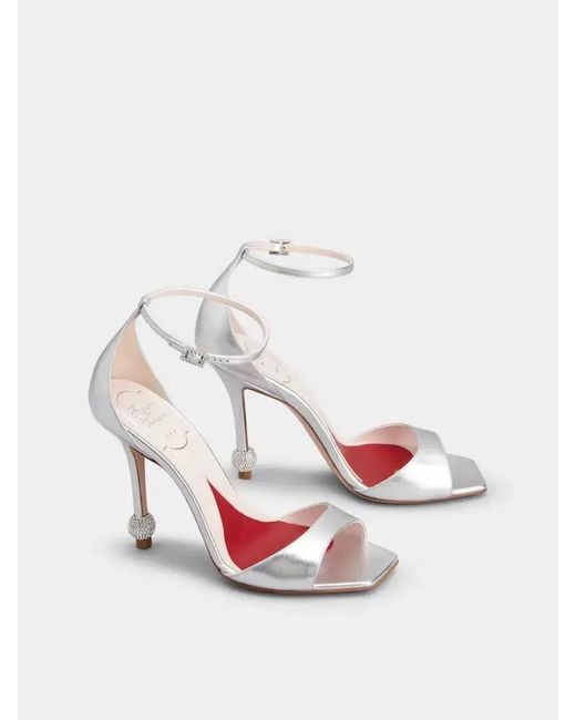 Roger Vivier White Sandal With Jewelled Heel