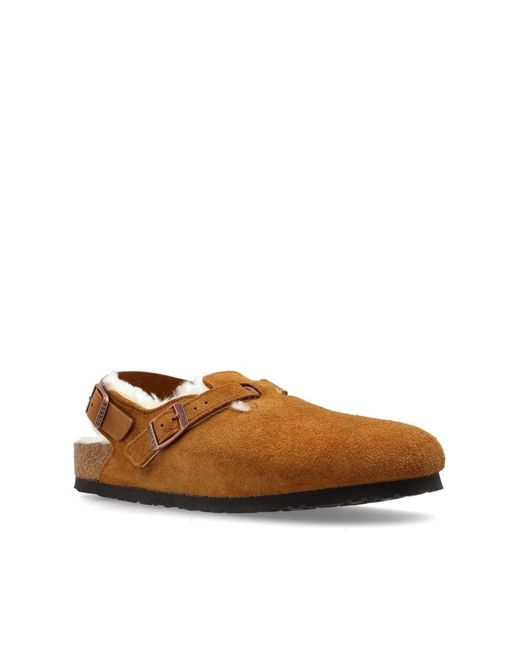 Birkenstock Brown Tokio Shearling Suede Slippers for men