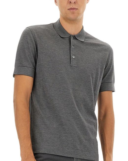 Zegna Gray Cotton Blend Polo Shirt for men