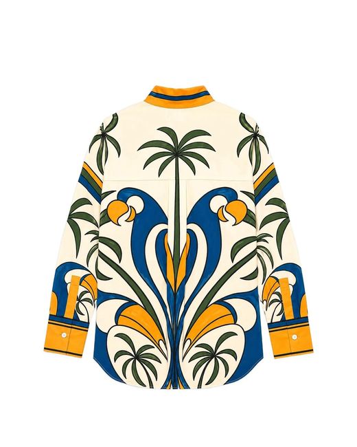 Farm Rio Blue Tropical Graphic Shirt