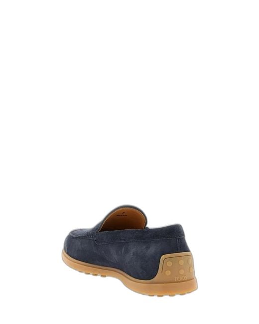 Tod's Blue Suede Leather Slipper Moccasin for men