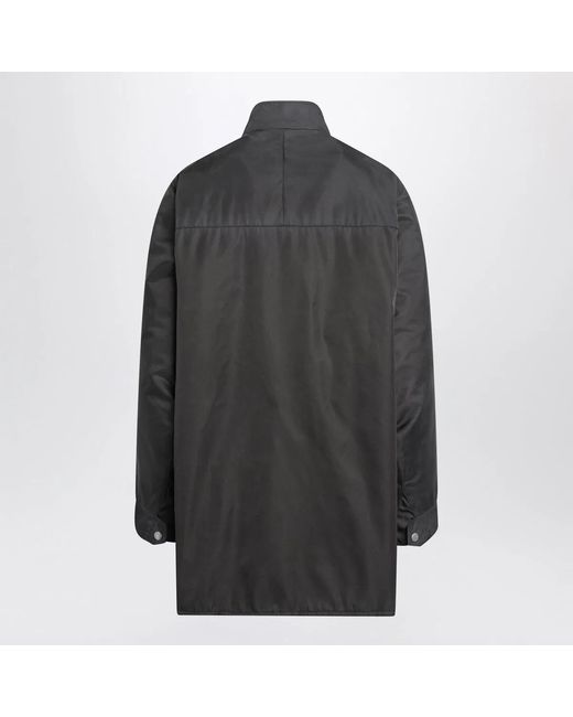 Prada Black Leadcolored Washed Renylon Raincoat