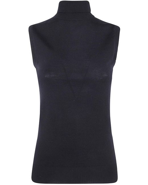 Max Mara Black "Spx Eschimo" Turtleneck Sleevesless Sweater