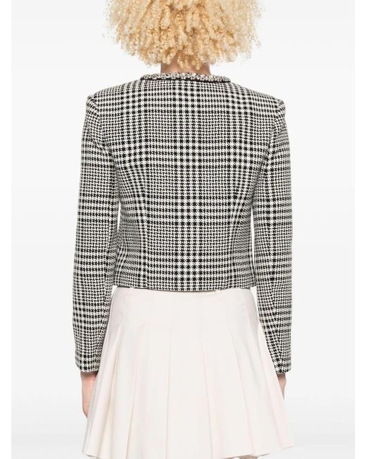 Self-Portrait Gray Wool Blend Checked Jacket