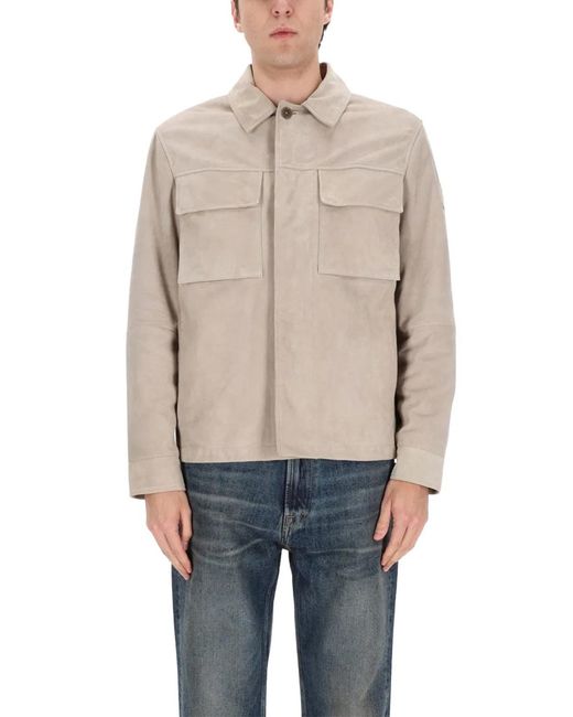 Belstaff Natural Solid Shirt Collar Jacket for men