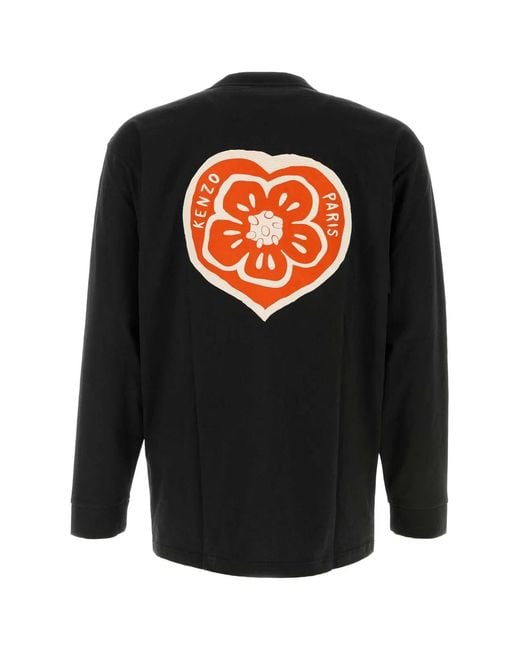 KENZO Black Gots Boke Heart Relax Long Sleeves T-Shirt for men