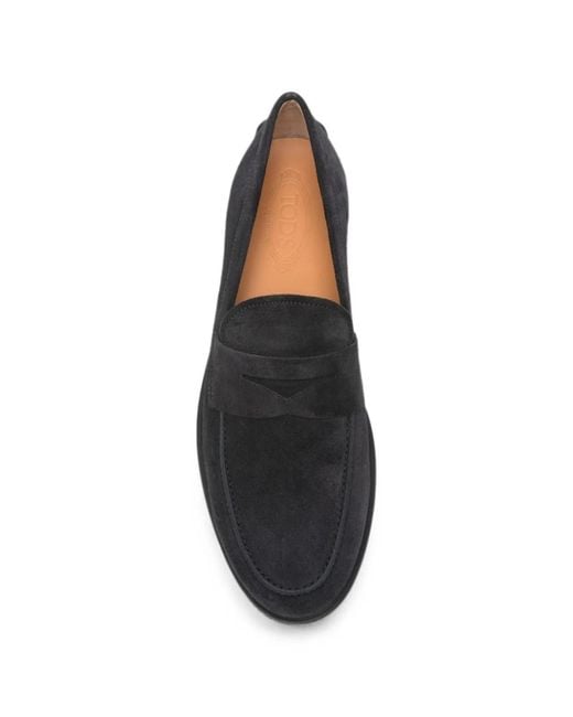 Tod's Black Suede Leather Loafers for men