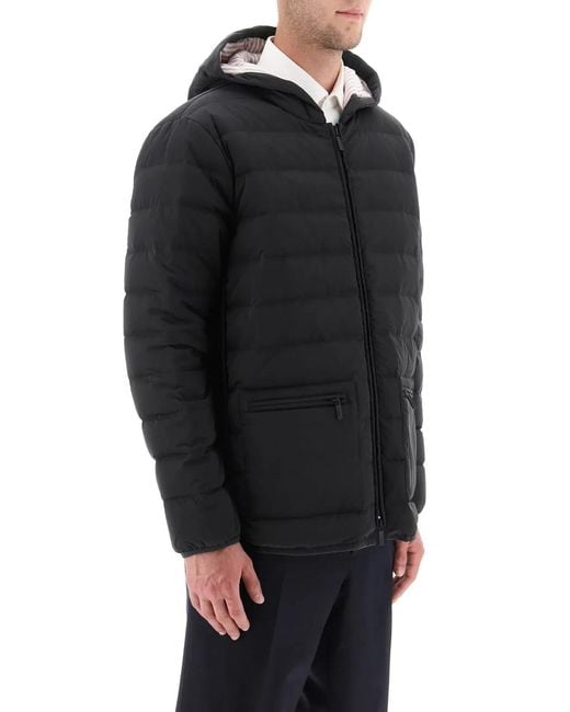 Thom Browne Black Hooded Down Jacket for men