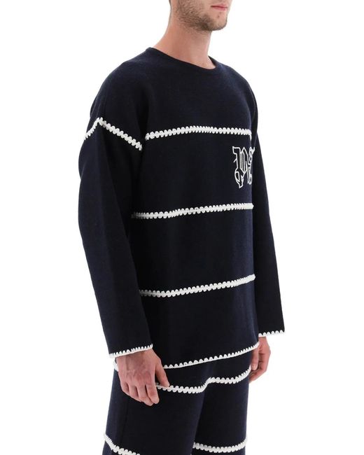 Palm Angels Black Knit Wool Blend Pullover for men