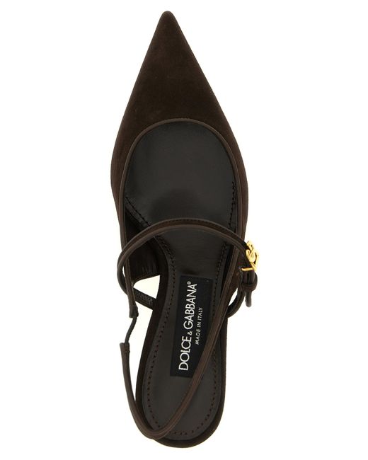 Dolce & Gabbana Black Goatskin Mid Heel Pumps