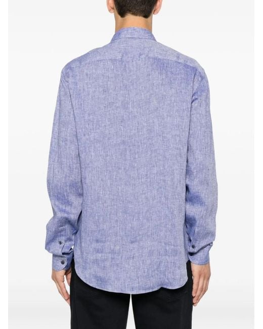Emporio Armani Purple Cotton Shirt for men