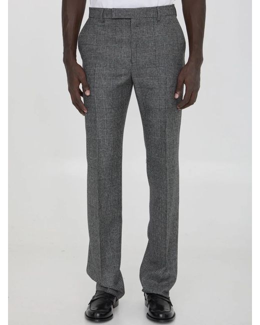 Céline Gray Wool Blend Straight-Leg Trousers for men