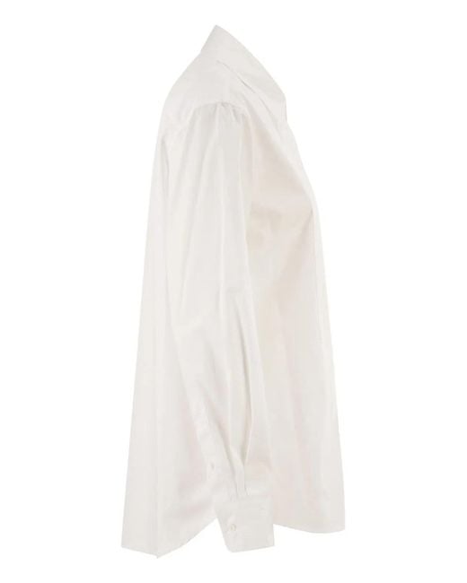 Dondup White Cotton Shirt With Pleated Bib Front