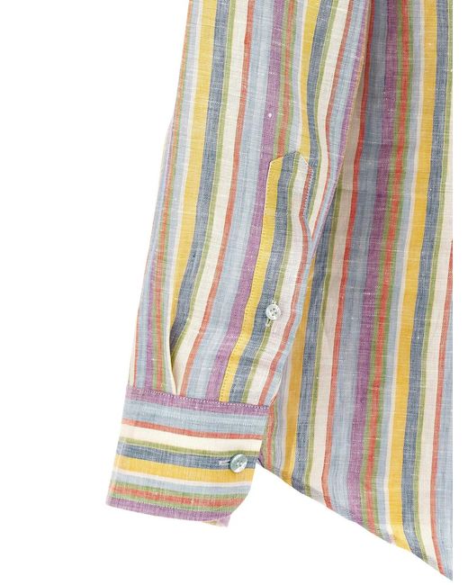 Etro White Striped Linen Shirt for men