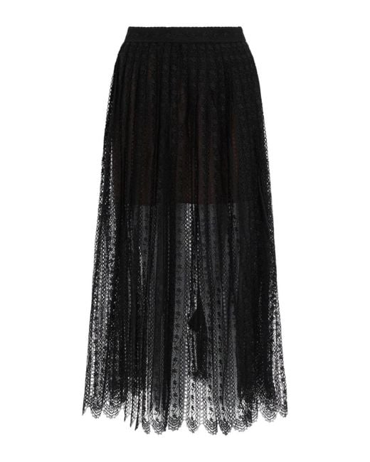 Self-Portrait Black Lace Midi Skirt