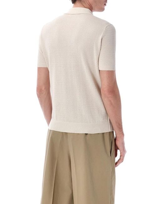 Roberto Collina Natural Mesh Cotton Polo for men
