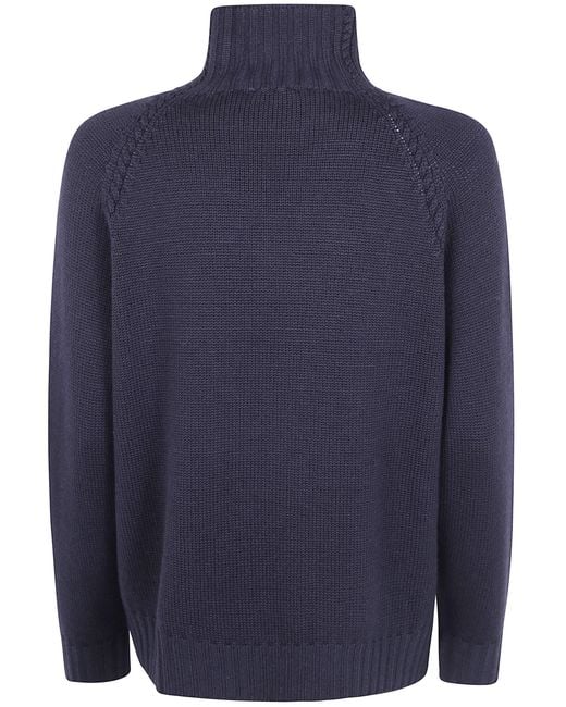 Rossopuro Blue Long Sleeved Turtle Neck Sweater