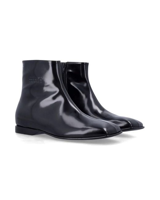 MM6 by Maison Margiela Black Mm6 Leather Ankle Boots for men