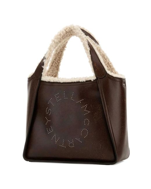 Stella McCartney Brown Round Logo Top Bag