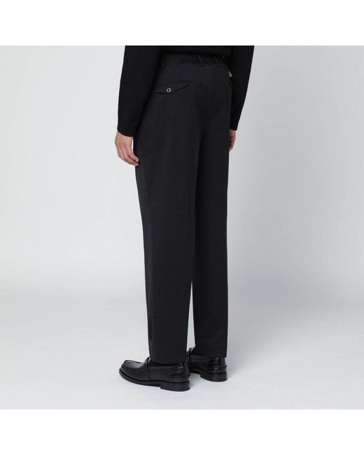 Santaniello Black Wool Blend Trousers for men