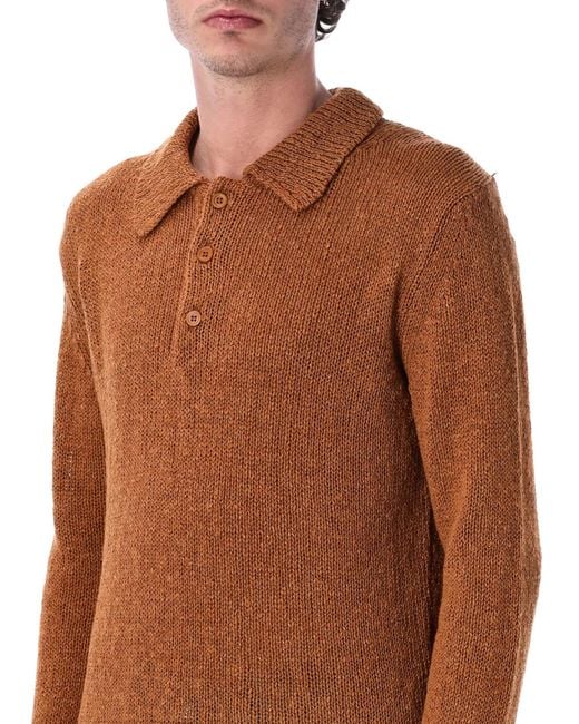 sunflower Blue Cotton Linen Polo Sweater for men