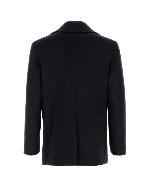 Givenchy Blue Wool Caban Coat for men
