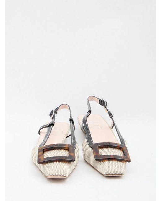 Roger Vivier White Belle Vivier Slingback Ballerinas