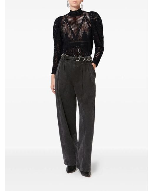 Isabel Marant Blue Dahara Openwork Cotton Sweater