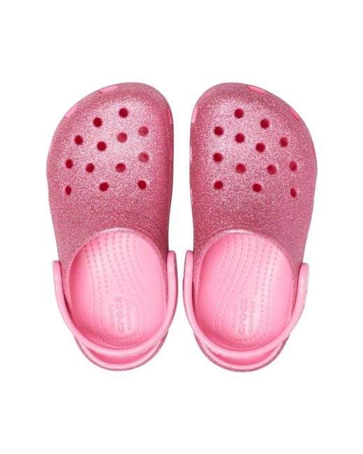 CROCSTM Pink Classic Glitter Clog