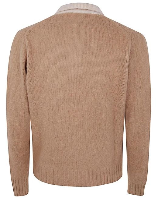 Aspesi Brown Polo Maglia Con Contrasto for men