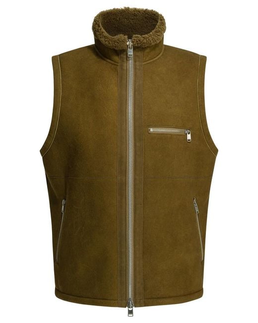 Nonnative Green Shearling Sleeveless Jacket for men