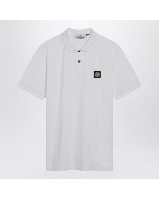 Stone Island White Polo Shirt With Logo Patch for men