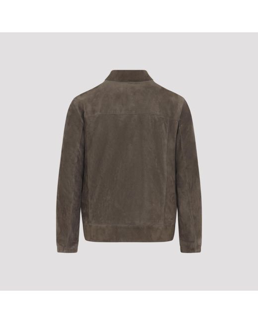 Brioni Gray Teak Shirt Collar Blouson for men