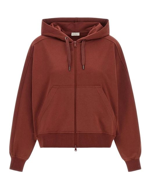 Brunello Cucinelli Red 'Solomei Ad Mcccxci' Hoodie