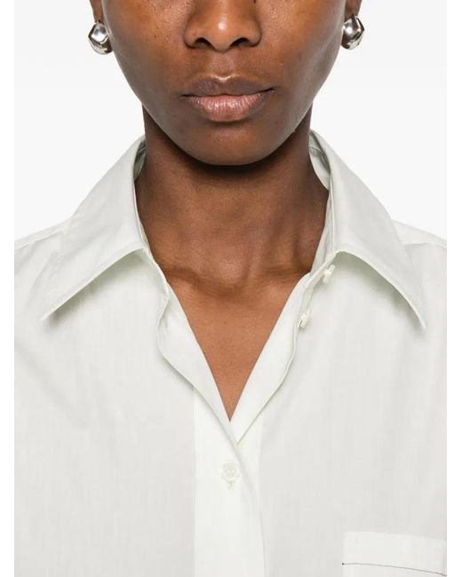 Victoria Beckham White Vb Embroidery Cropped Shirt