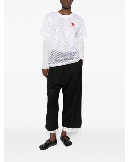 COMME DES GARÇONS PLAY White Tshirt Mesh Emblem for men