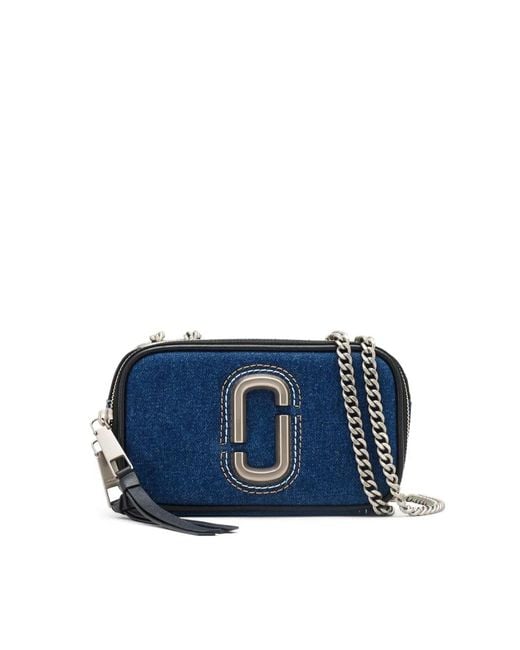 Marc Jacobs Blue The Denim Chain Snapshot Shoulder Bag