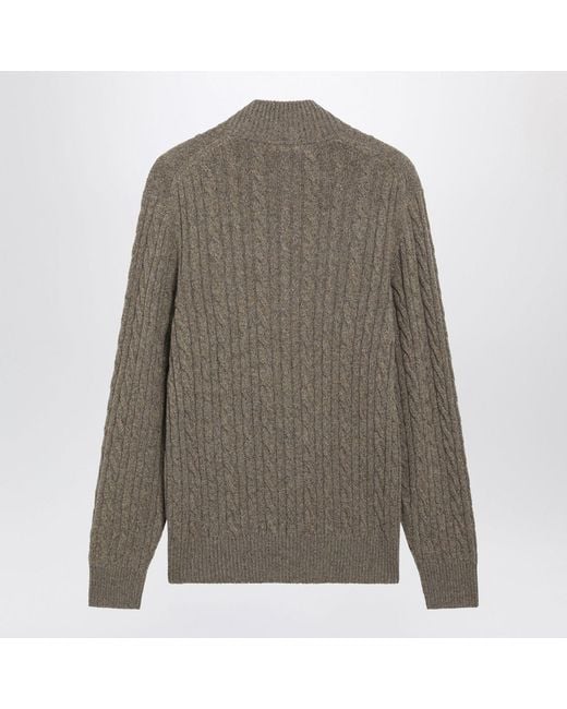 Loro Piana Gray Cableknit Sweater for men
