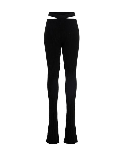 ANDREADAMO Black Ribbed Flared Trousers
