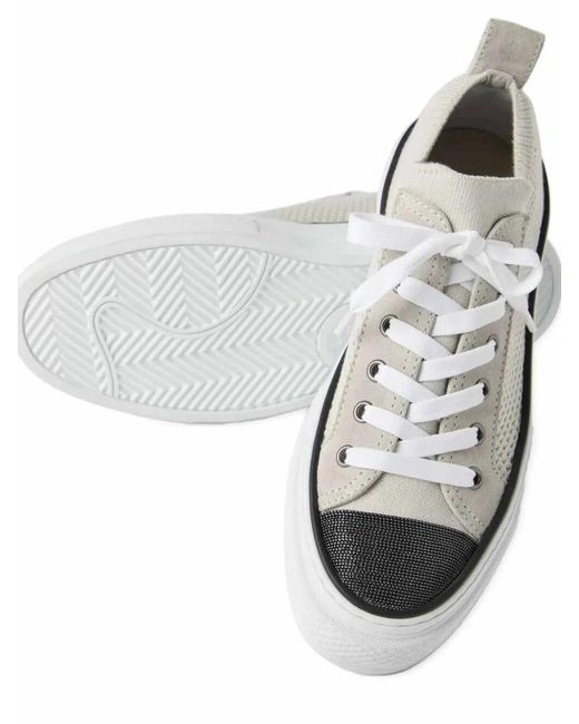 Brunello Cucinelli White Canvas Sneakers