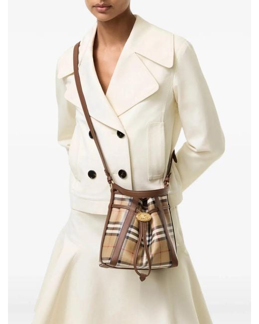 Burberry Brown Mini Check Bucket Bag