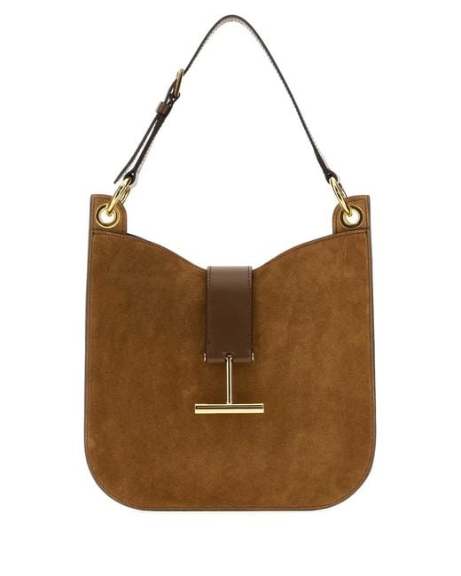 Tom Ford Brown Suede Calf + Smooth Calf Small Crossbody