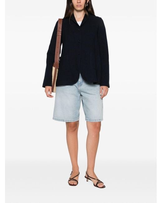 Apuntob Blue Wool And Cotton Blend Jacket