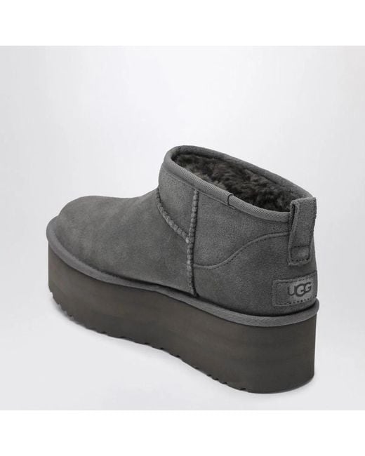 Ugg Gray Classic Ultra Mini Boot With Platform